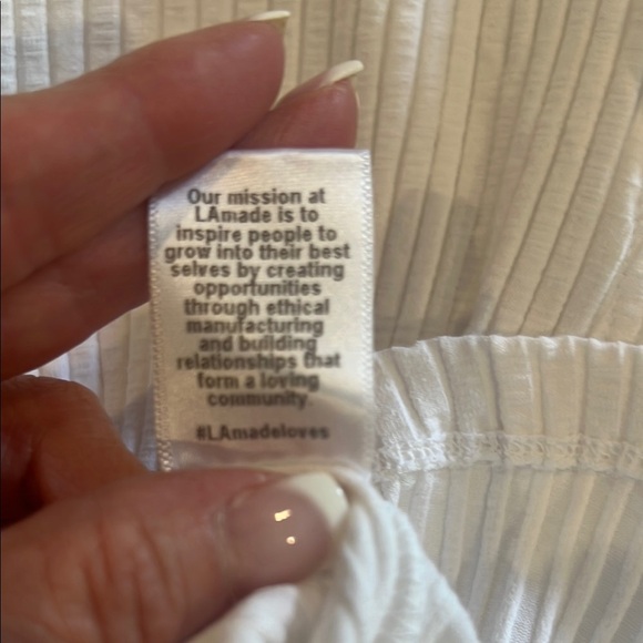 LA Made White Ribbed Ruffled Tank Top - Picture 5 of 5